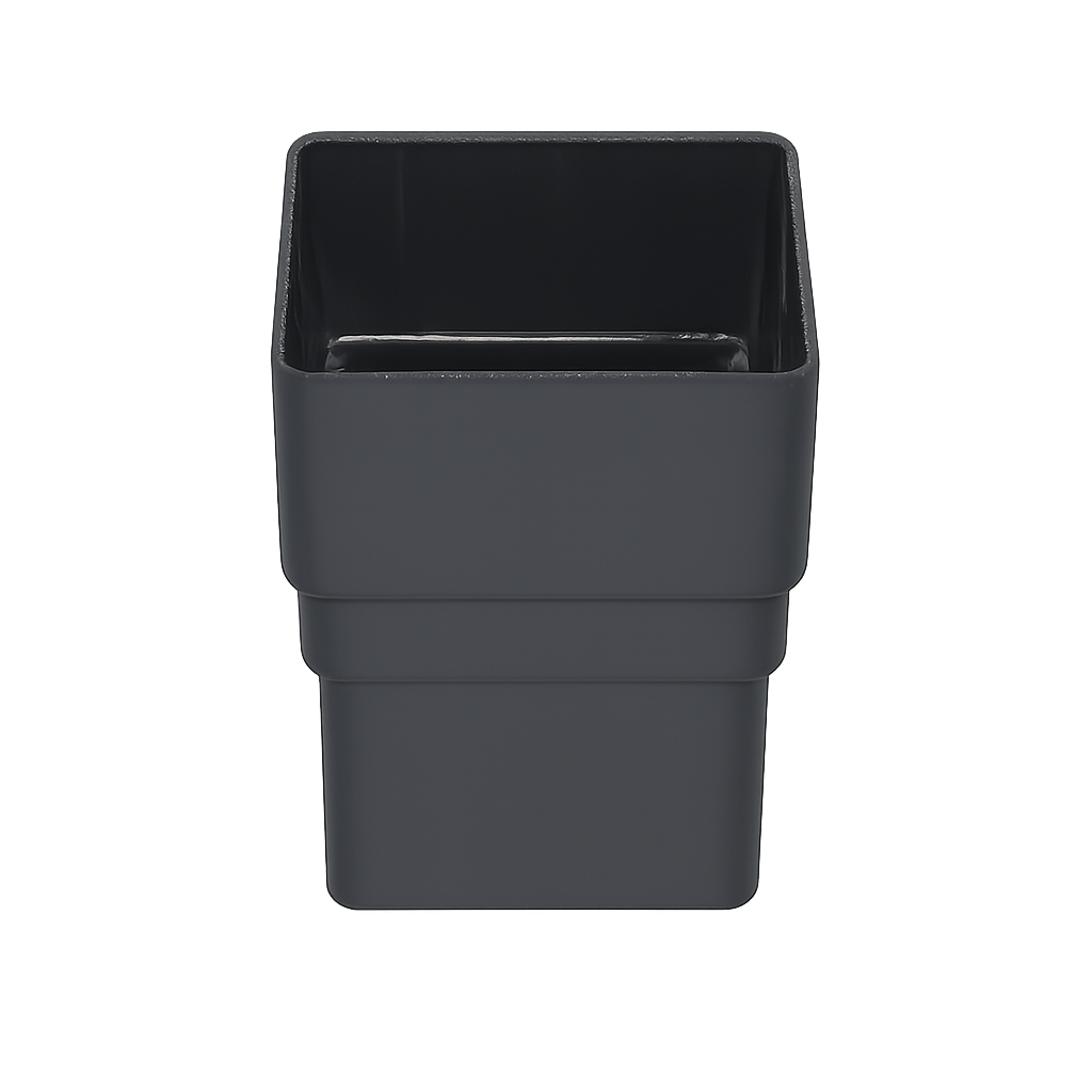 Aquaflow Anthracite Grey Square Guttering Downpipe Socket - 114mm
