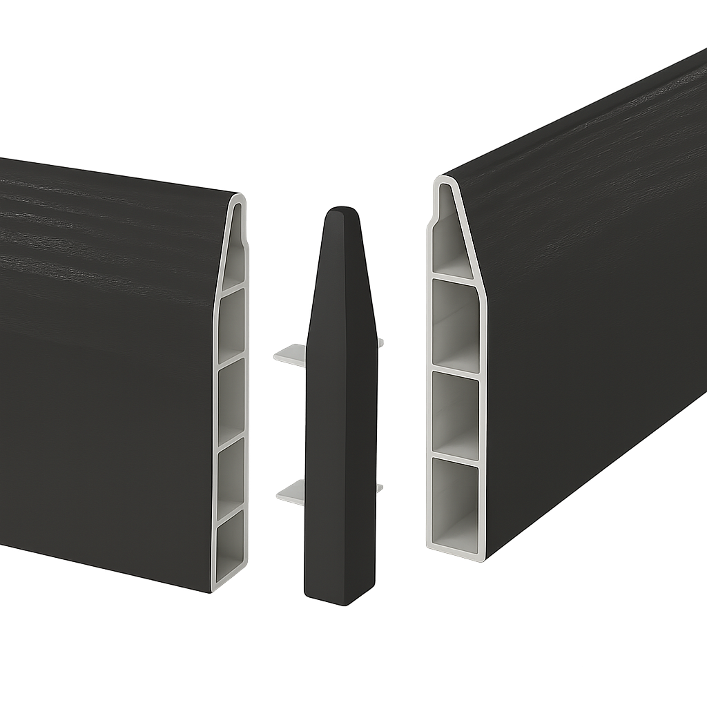 Anthracite Grey Skirting Board Chamfered External Corners Pack of 2 - 150mm