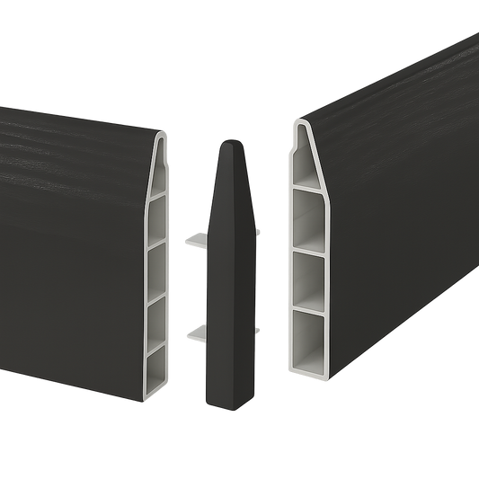 Anthracite Grey Skirting Board Chamfered External Corners Pack of 2 - 100mm