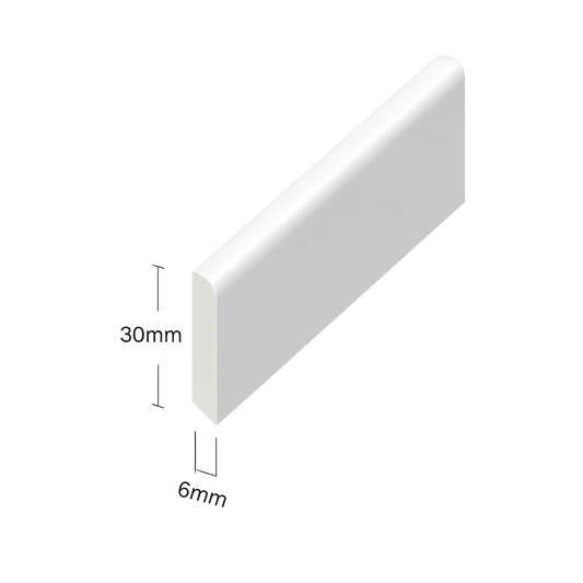 White Smooth Cloaking Fillet Finishing Trim - Length 5m x Width 30mm