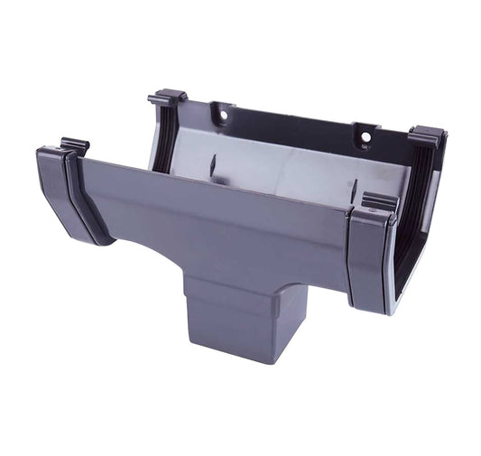 Aquaflow Anthracite Grey Square Guttering Running Outlet - 114mm