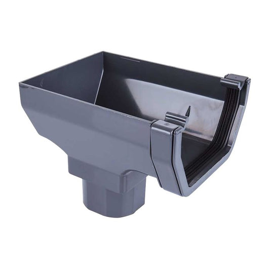 Aquaflow Anthracite Grey Square Guttering Stop-end Outlet - 114mm