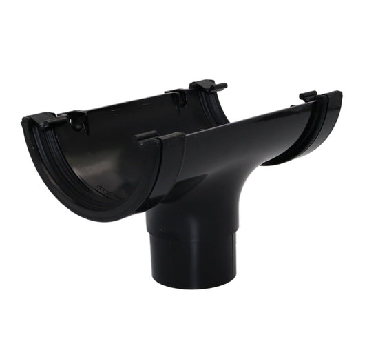 Aquaflow Black Half Round Guttering Running Outlet - 112mm