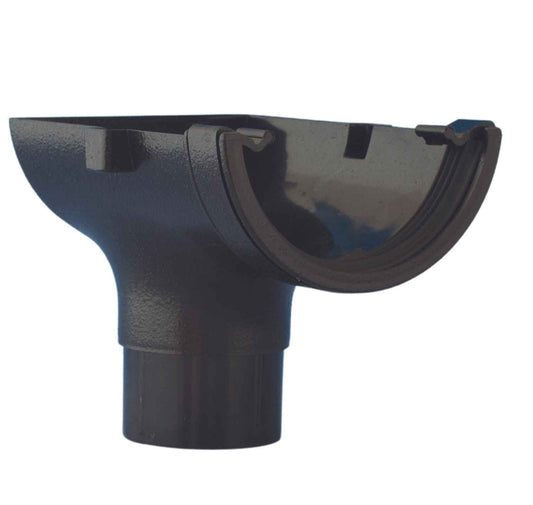 Aquaflow Cast Iron Effect Half Round Guttering Stop-end Outlet - 112mm