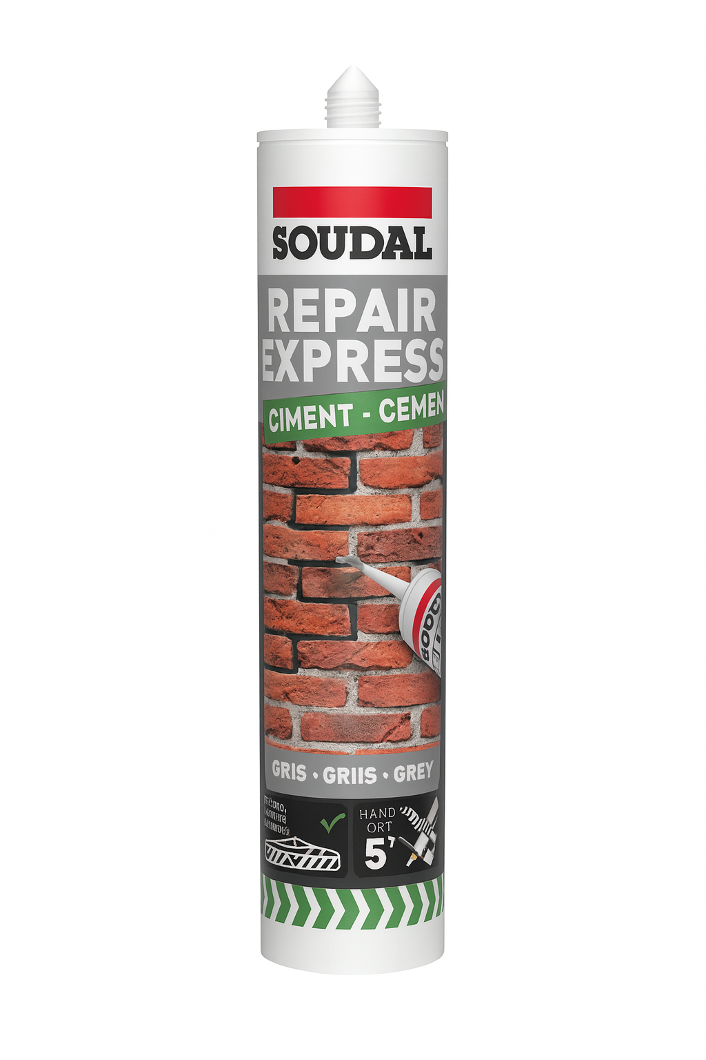 Soudal Grey Repair Express Cement Acrylic Sealant - 290ml