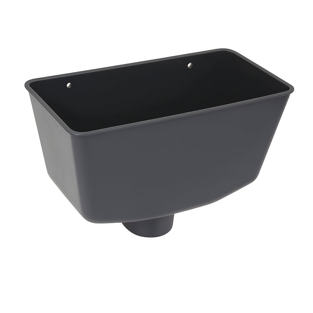Aquaflow Anthracite Grey Guttering Universal Downpipe Hopper - 255m x 137mm