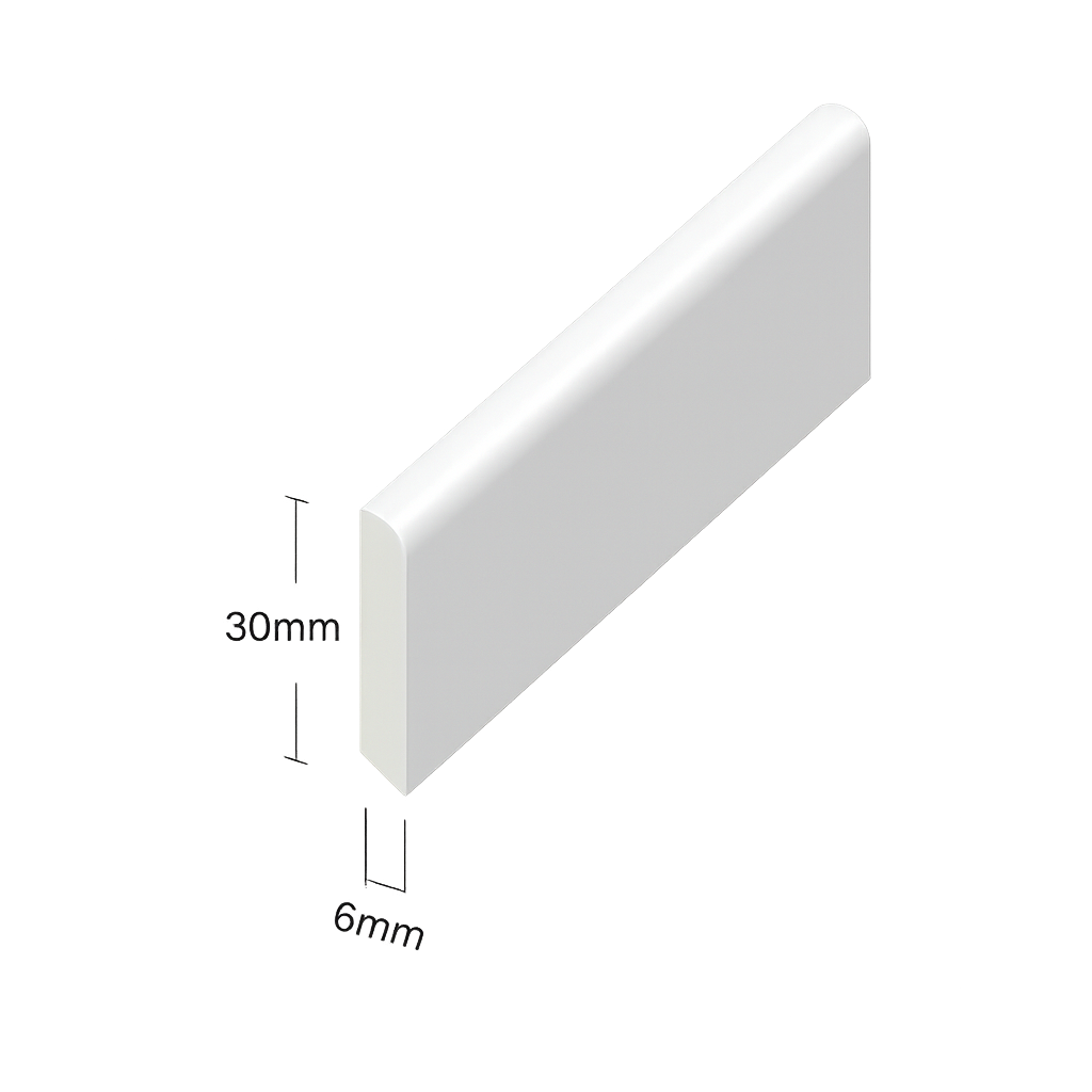 White Smooth Cloaking Fillet Finishing Trim - Length 5m x Width 30mm