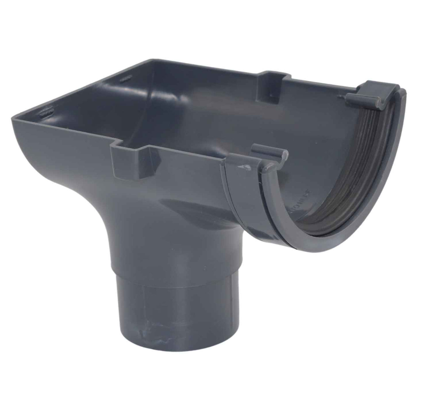 Aquaflow Anthracite Grey Half Round Guttering Stop-end Outlet - 112mm