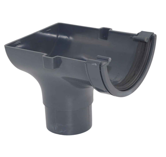 Aquaflow Anthracite Grey Half Round Guttering Stop-end Outlet - 112mm