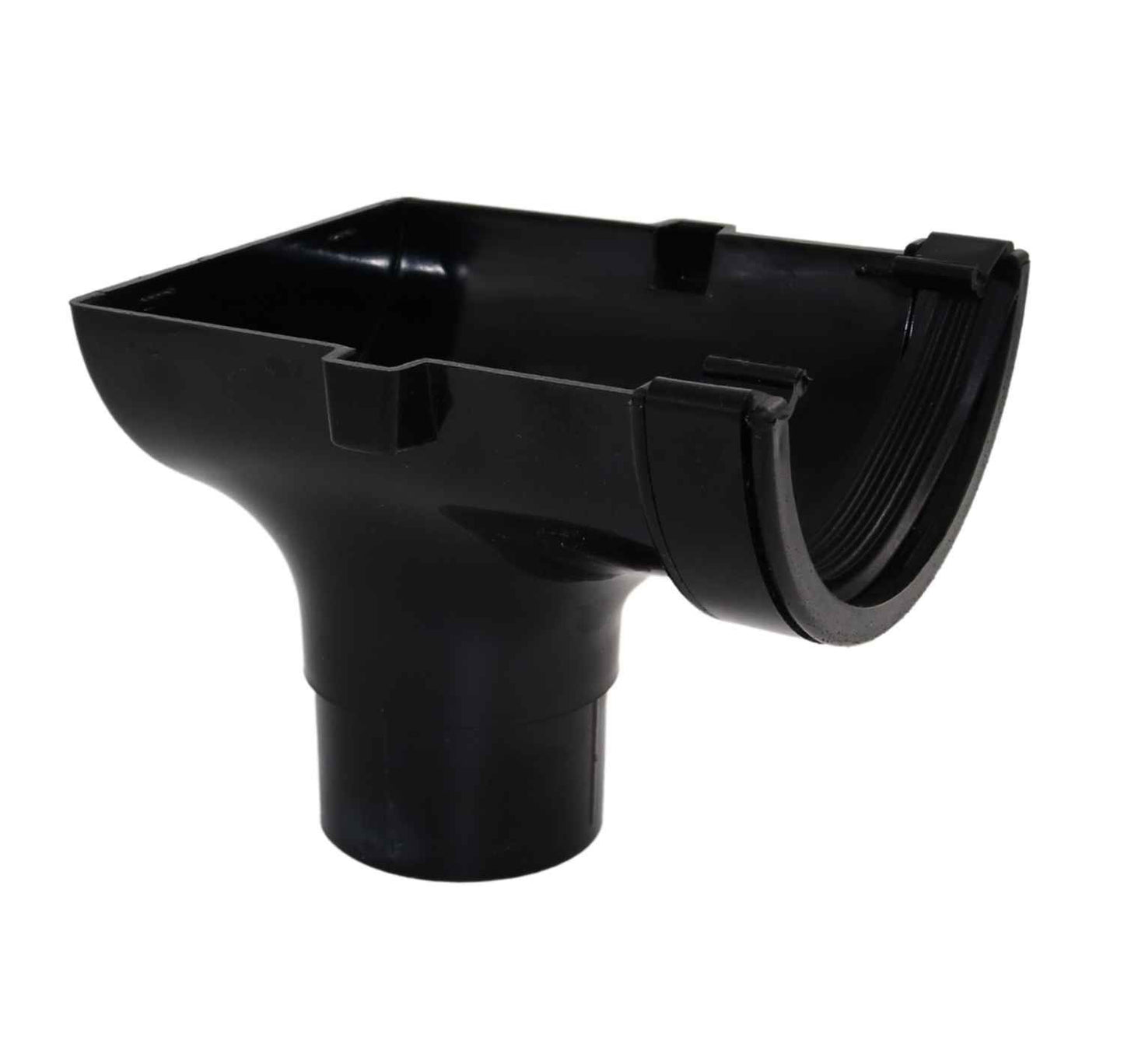 Aquaflow Black Half Round Guttering Stop-end Outlet - 112mm