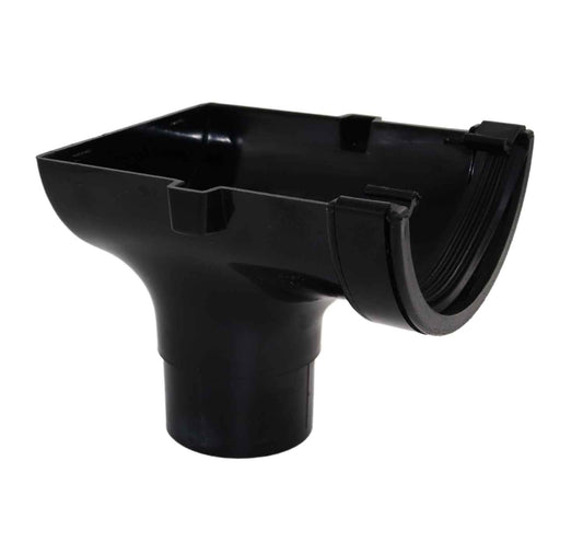 Aquaflow Black Half Round Guttering Stop-end Outlet - 112mm